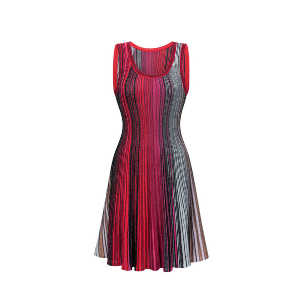 Amaryllis Red Sequin Striped Knit Mini Dress