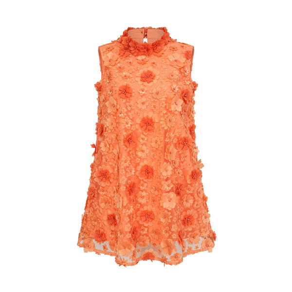 Orphée orange faux-flower mini dress