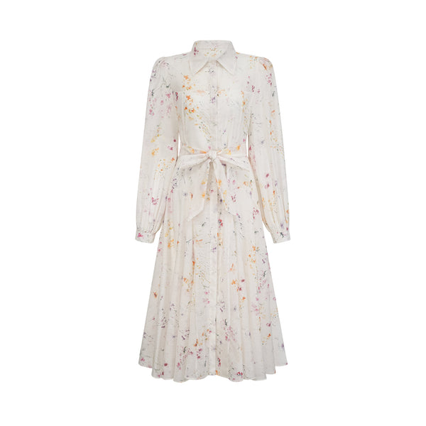 Zoé white floral-print tied midi dress