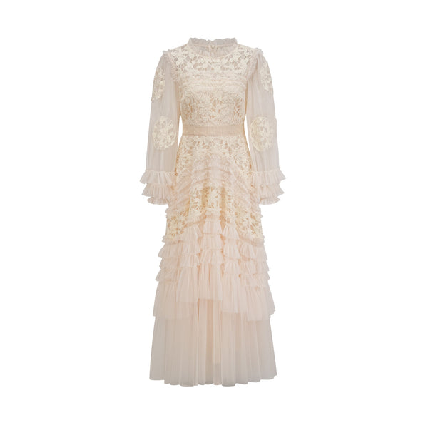 Capucine floral-embroidered layered tulle maxi dress