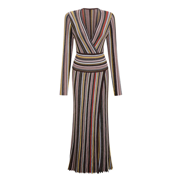 Phoebe Brown Vertical Stripe Knit Midi Dress
