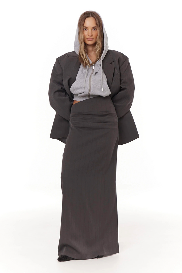 Eléonore Grey Double-Breasted Oversize Blazer