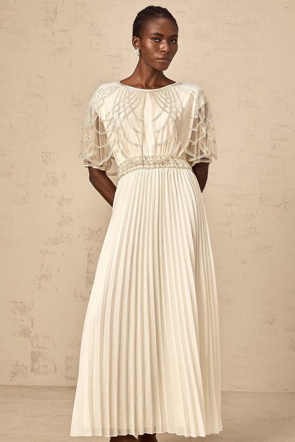 Xénia white crystal-embellished pleated maxi dress (US Only)