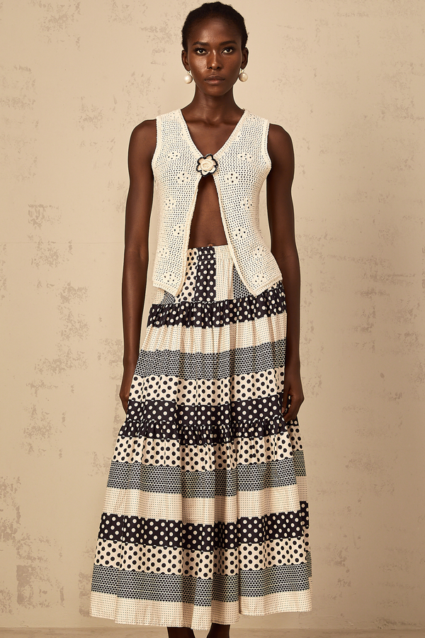 Joséphine crochet-knit open-front tank top