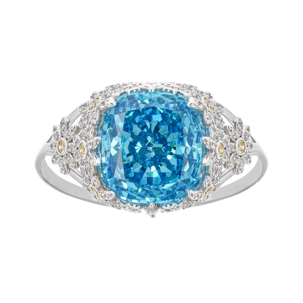 Éternité Blue Floral Motif Gemstone Sterling Silver Ring