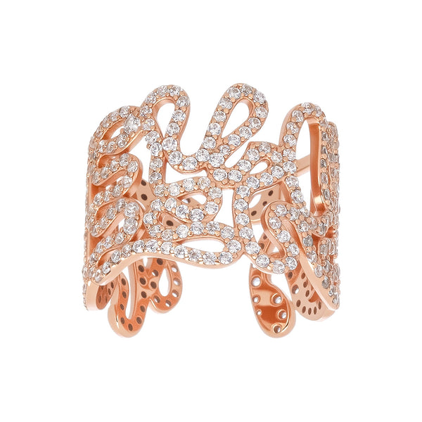 Écorce Gold Tone Open End Sterling Silver Adjustable Ring