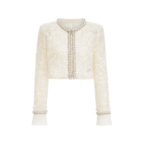 Madeleine floral faux-pearl trim jacket