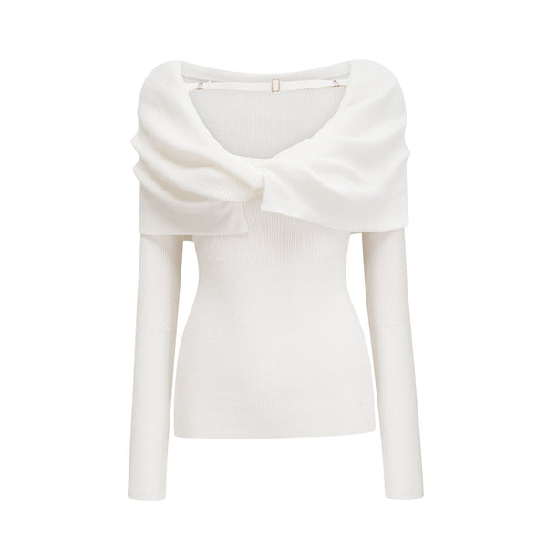 Ava knitted strapless long-sleeve top