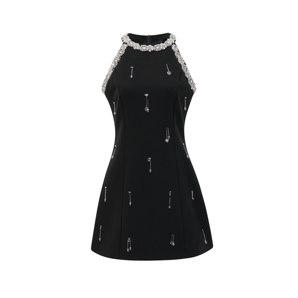 Babette Black Crystal Embellished Mini Dress