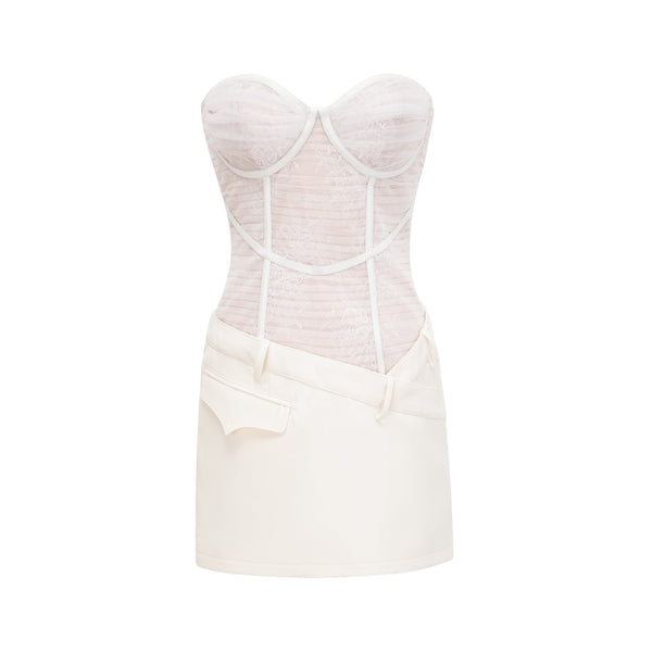 Cerys white mesh mini dress