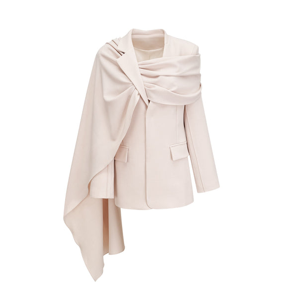 Coralie shawl-detailed jacket in Neutrals