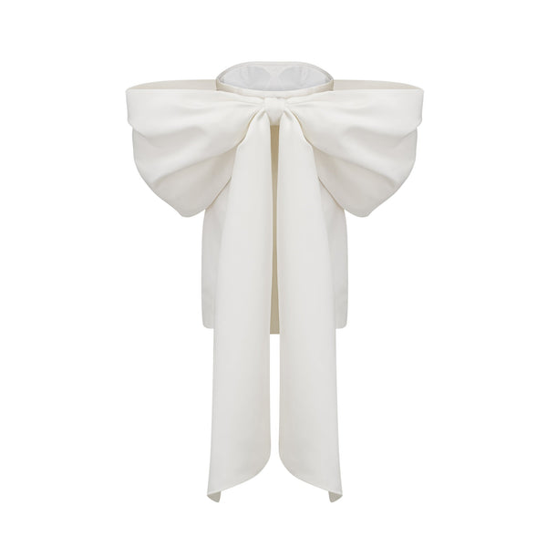 Hélène white oversize-bow mini dress (US Only)