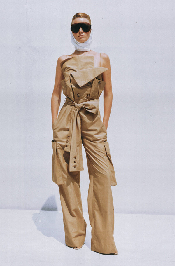 Nanette Khaki Asymmetrical Double Breasted Jumpsuit