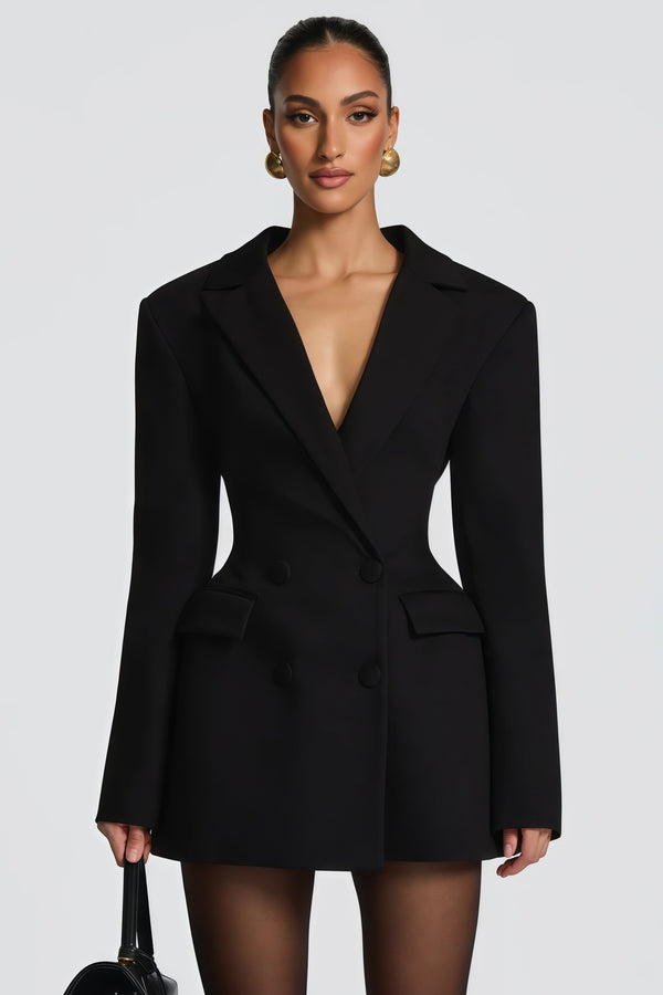 Osanne Black Double Breasted Blazer Mini Dress