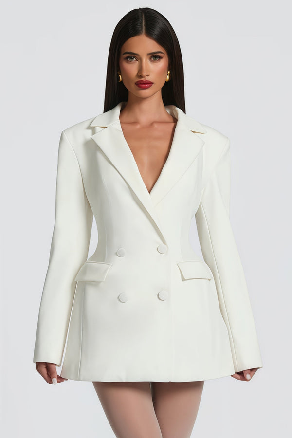 Osanne White Double Breasted Blazer Mini Dress