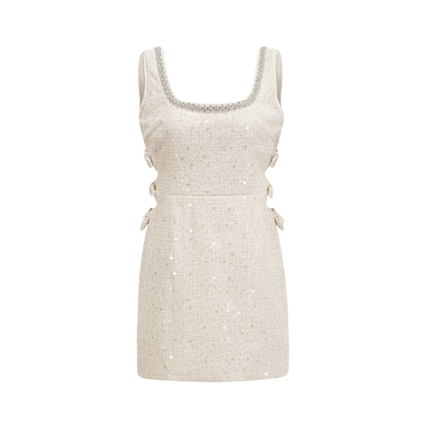 Manon white tweed sequined mini dress