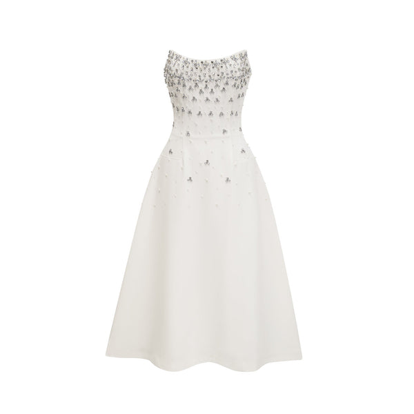 Melisande white embellished midi dress