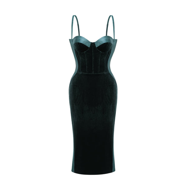 Muriel green bustier midi dress (US Only)