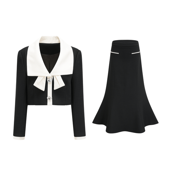 Odile black jacket & skirt matching set
