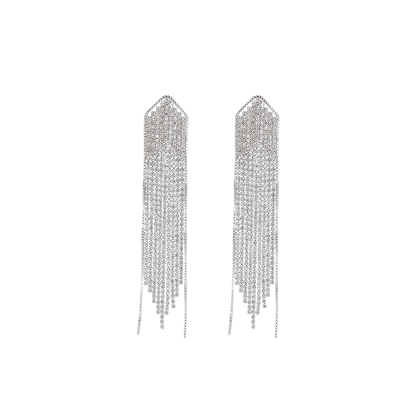 Silver-plated fringed drop earrings (US Only)