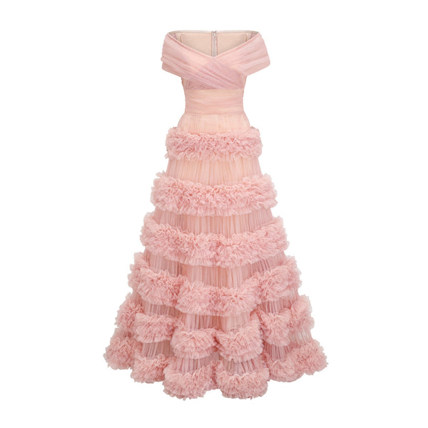 Solène Pink Tiered Maxi Dress