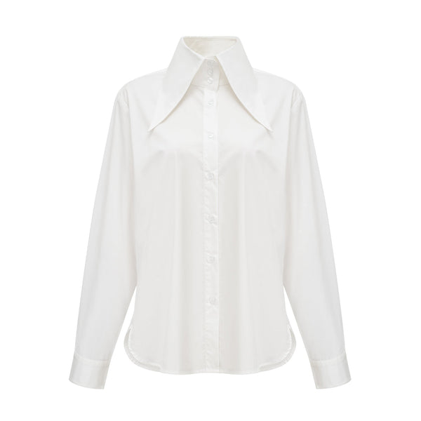 Solène white pointed-collar shirt